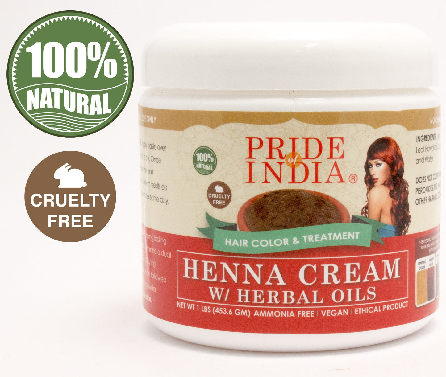 Herbal Henna Hair Color Cream - 100% Natural, 8 Oz (226.8gm) Jar