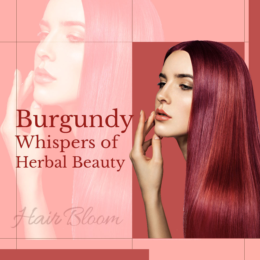 Hair Bloom Natural Burgundy Hair Color- Herbal Henna Burgundy Hair Color Powder- 12 individual sachets (10 gm each)- Reusable Brush & Tray Included